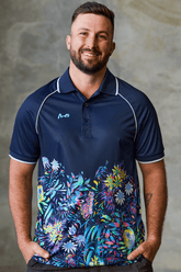 TradeMutt RPET Polo Men's True Blue Mountains Feature Short Sleeve Polo Men's True Blue Mountains Feature Polo | TradeMutt
