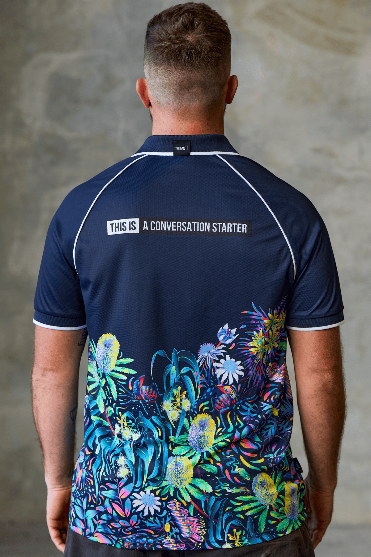 TradeMutt RPET Polo Men's True Blue Mountains Feature Short Sleeve Polo Men's True Blue Mountains Feature Polo | TradeMutt