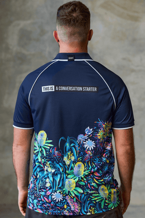 TradeMutt RPET Polo Men's True Blue Mountains Feature Short Sleeve Polo Men's True Blue Mountains Feature Polo | TradeMutt