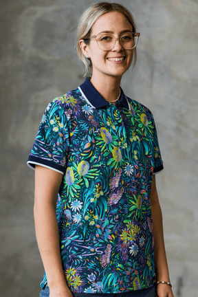 TradeMutt Cotton Polo Women's True Blue Mountains Cotton Short Sleeve Polo Women's True Blue Mountains Cotton Polo | TradeMutt