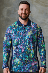 TradeMutt RPET Polo Men's True Blue Mountains Long Sleeve Polo Men's True Blue Mountains Long Sleeve Polo | TradeMutt