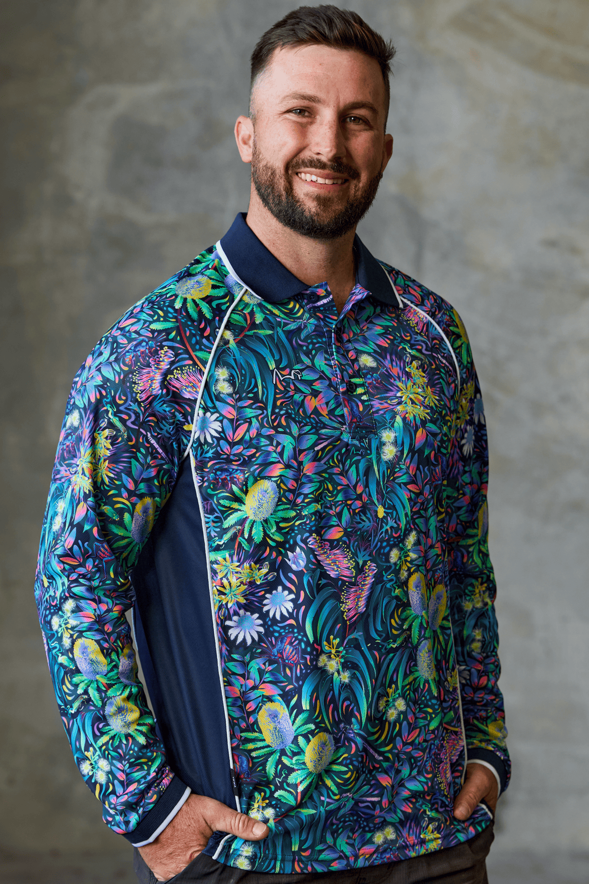 TradeMutt RPET Polo Men's True Blue Mountains Long Sleeve Polo Men's True Blue Mountains Long Sleeve Polo | TradeMutt