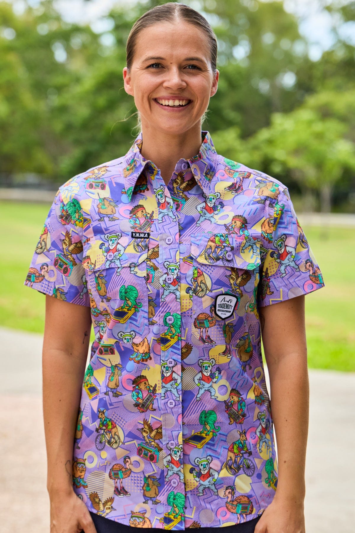 TradeMutt Workshirt Women's Aerobics OzStyle Remixed Short Sleeve Work Shirt Women's Aerobics OzStyle Remixed Short Sleeve Work Shirt