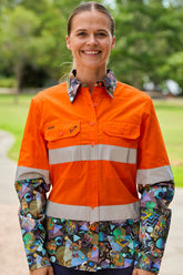 TradeMutt Workshirt Women's Aerobics OzStyle Orange Day/Night Hi Vis Work Shirt Women's Aerobics OzStyle Orange Day/Night Hi Vis Work Shirt