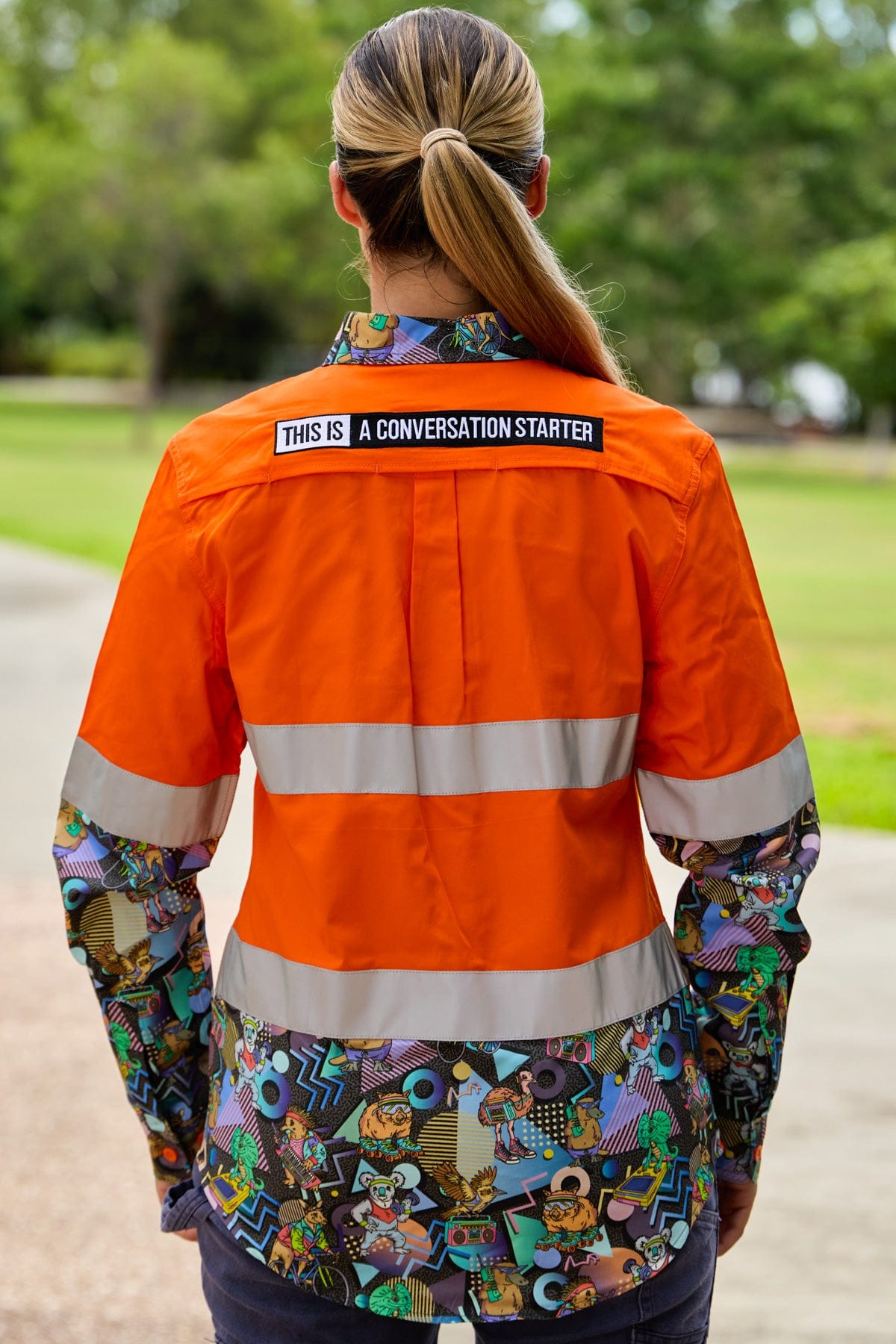 TradeMutt Workshirt Women's Aerobics OzStyle Orange Day/Night Hi Vis Work Shirt Women's Aerobics OzStyle Orange Day/Night Hi Vis Work Shirt