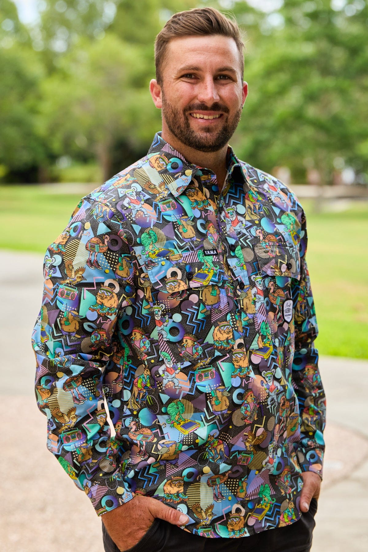 TradeMutt Workshirt Men's Aerobics OzStyle Half Button Work Shirt Men's Aerobics OzStyle Half Button Work Shirt