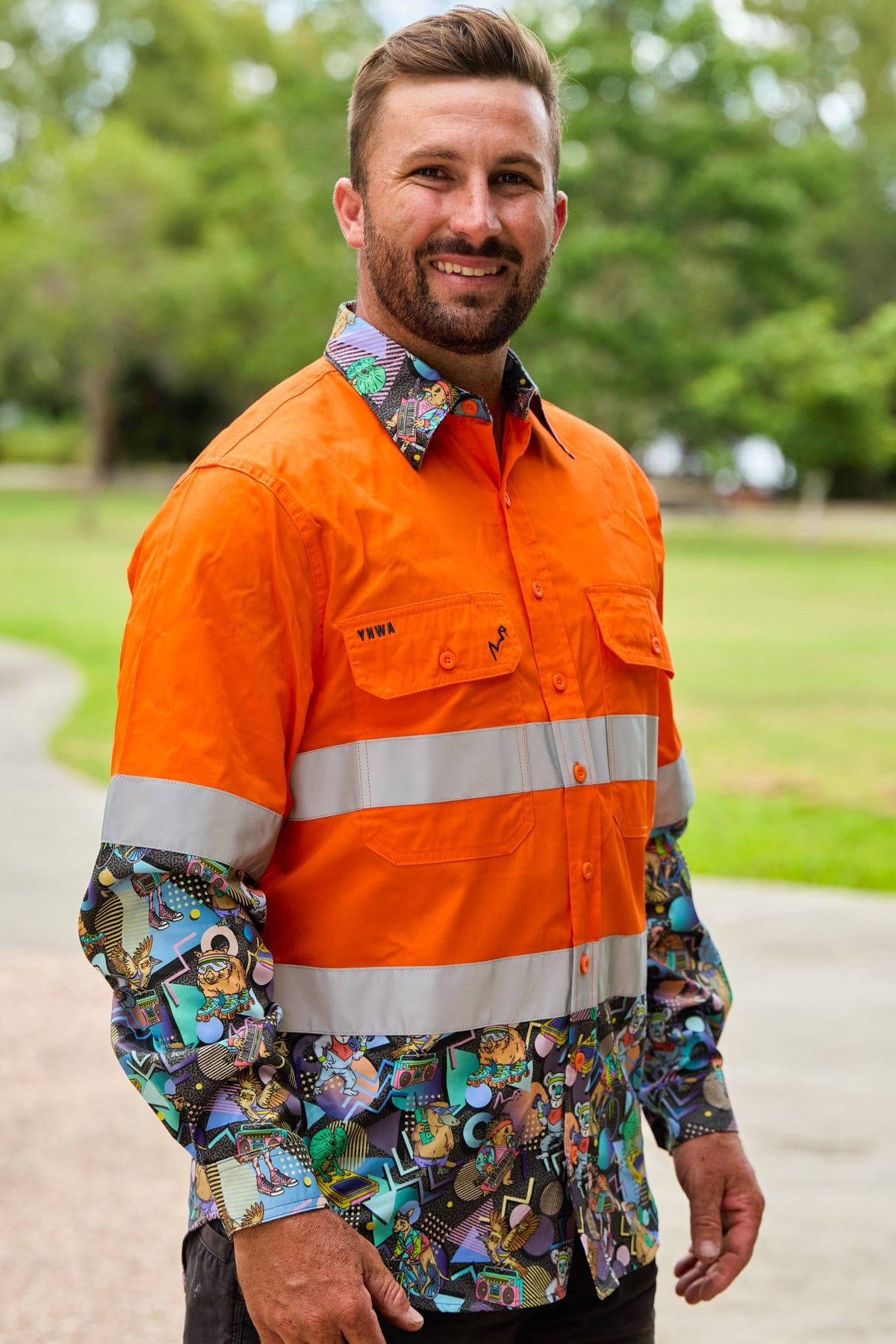 TradeMutt Workshirt Men's Aerobics OzStyle Orange Day/Night Hi Vis Work Shirt Men's Aerobics OzStyle Orange Day/Night Hi Vis Work Shirt