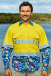 TradeMutt Workshirt Men's Off The Hook Yellow Day/Night Hi Vis Work Shirt Men's Off The Hook Day/Night Hi Vis Shirt | TradeMutt