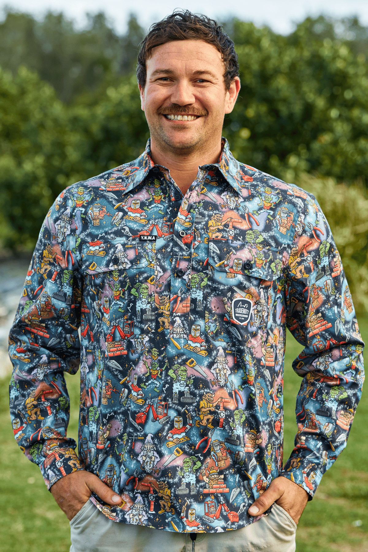 TradeMutt Workshirt Men's Site Gremlins Half Button Work Shirt Men's Site Gremlins Half Button Work Shirt | TradeMutt