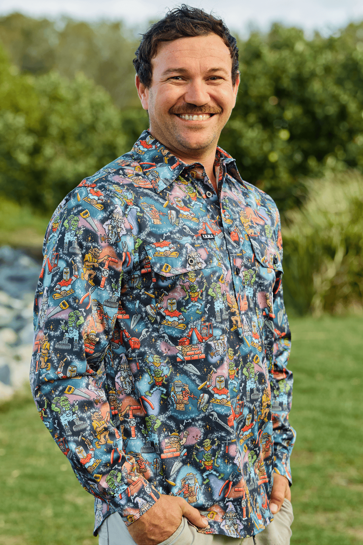 TradeMutt Workshirt Men's Site Gremlins Half Button Work Shirt Men's Site Gremlins Half Button Work Shirt | TradeMutt