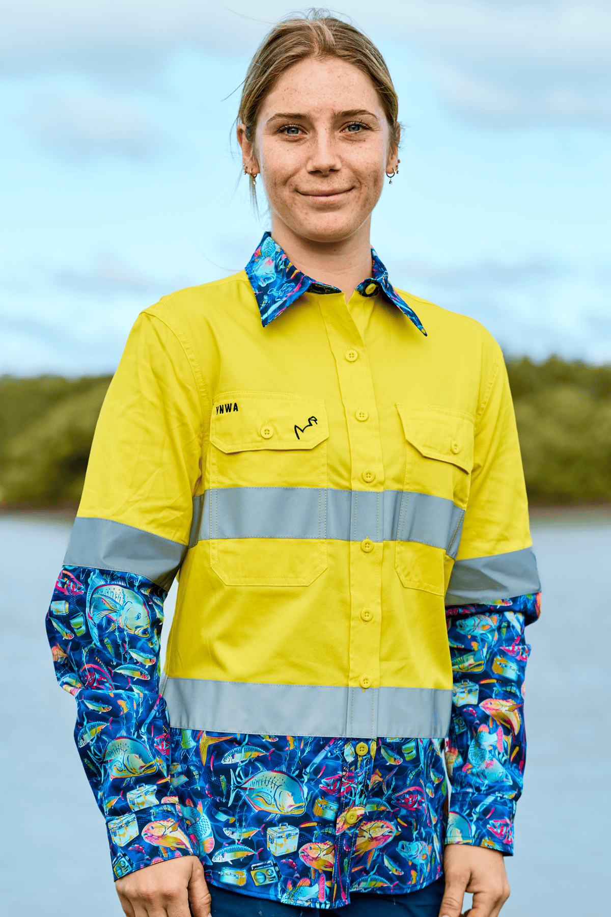 TradeMutt Workshirt Women's Off The Hook Yellow Day/Night Hi Vis Work Shirt Women's Off The Hook Day/Night Hi Vis Shirt | TradeMutt