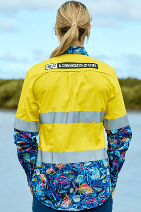 TradeMutt Workshirt Women's Off The Hook Yellow Day/Night Hi Vis Work Shirt Women's Off The Hook Day/Night Hi Vis Shirt | TradeMutt