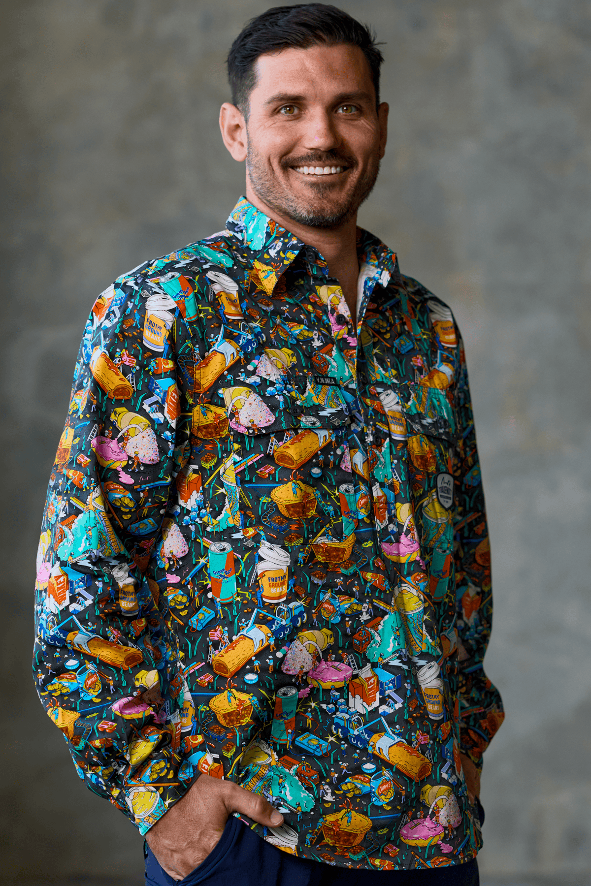 TradeMutt Workshirt Men's Servo Nation Army Half Button Work Shirt Men's Servo Nation Army Half Button Work Shirt