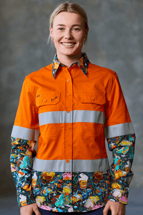 TradeMutt Workshirt Women's Servo Nation Army Orange Day/Night Hi Vis Work Shirt Women's Servo Nation Army Orange Day/Night Hi Vis Work Shirt
