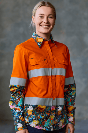 TradeMutt Workshirt Women's Servo Nation Army Orange Day/Night Hi Vis Work Shirt Women's Servo Nation Army Orange Day/Night Hi Vis Work Shirt