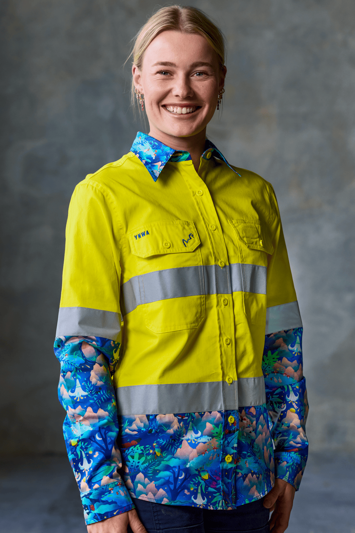 TradeMutt Workshirt Women's Walkin on a Dream Yellow Day/Night Hi Vis Work Shirt Women's Walkin on a Dream Yellow Day/Night Hi Vis Work Shirt