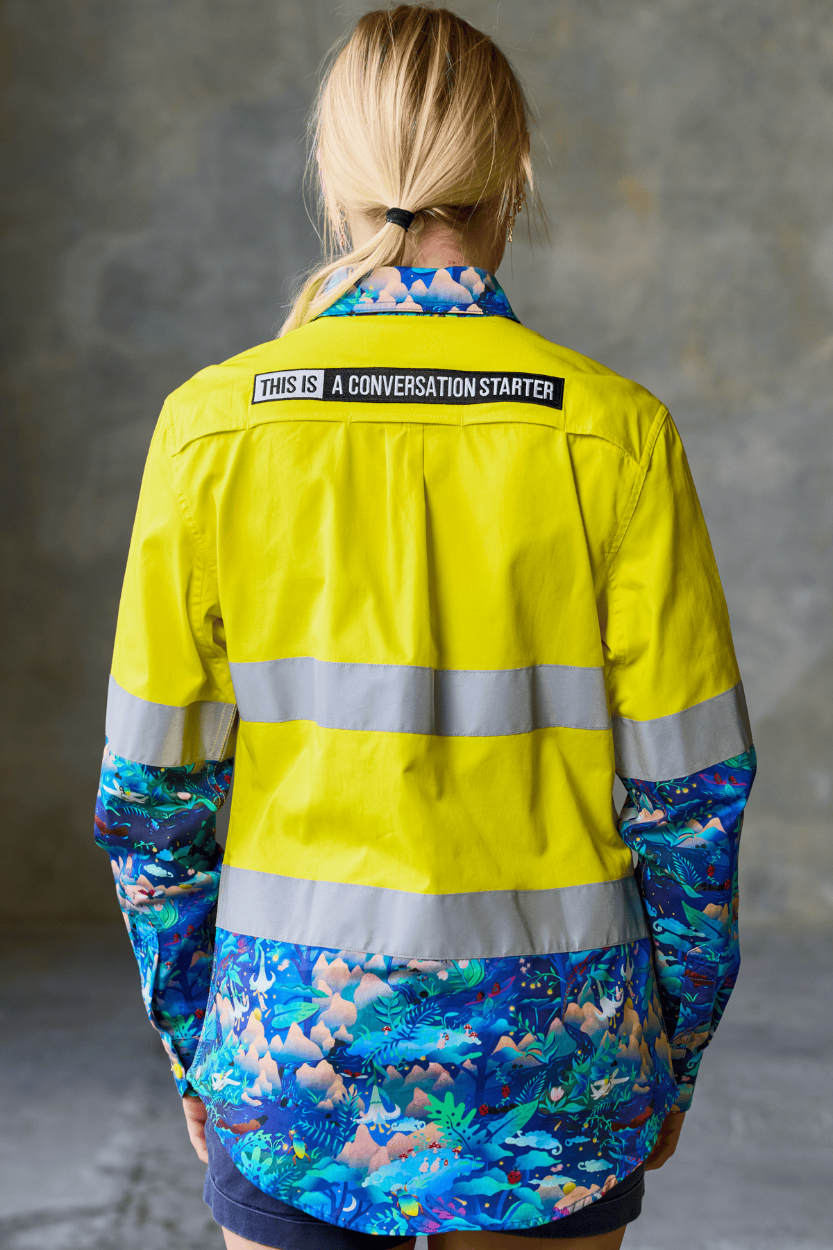 TradeMutt Workshirt Women's Walkin on a Dream Yellow Day/Night Hi Vis Work Shirt Women's Walkin on a Dream Yellow Day/Night Hi Vis Work Shirt