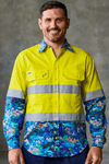 TradeMutt Workshirt Men's Walkin on a Dream Yellow Day/Night Hi Vis Work Shirt Men's Walkin on a Dream Yellow Day/Night Hi Vis Work Shirt