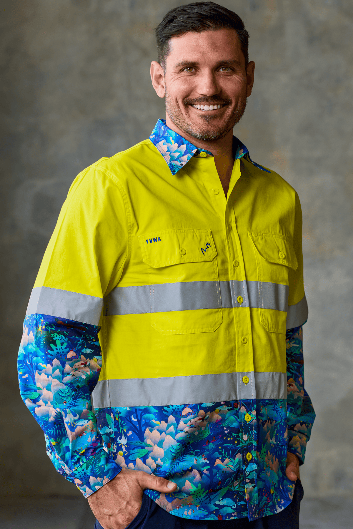 TradeMutt Workshirt Men's Walkin on a Dream Yellow Day/Night Hi Vis Work Shirt Men's Walkin on a Dream Yellow Day/Night Hi Vis Work Shirt