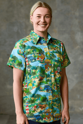 TradeMutt Workshirt Women's That's Livin Barry Womens Short Sleeve Work Shirt Women's That's Livin Barry Womens Short Sleeve Work Shirt