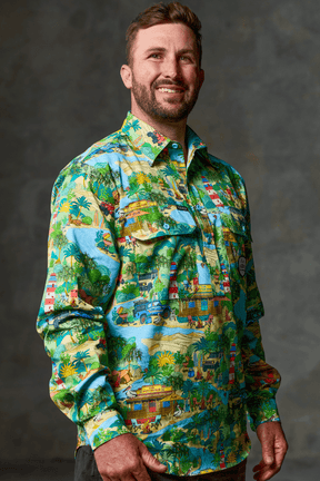 TradeMutt Workshirt Men's That's Livin Barry Half Button Work Shirt Men's That's Livin Barry Half Button Work Shirt