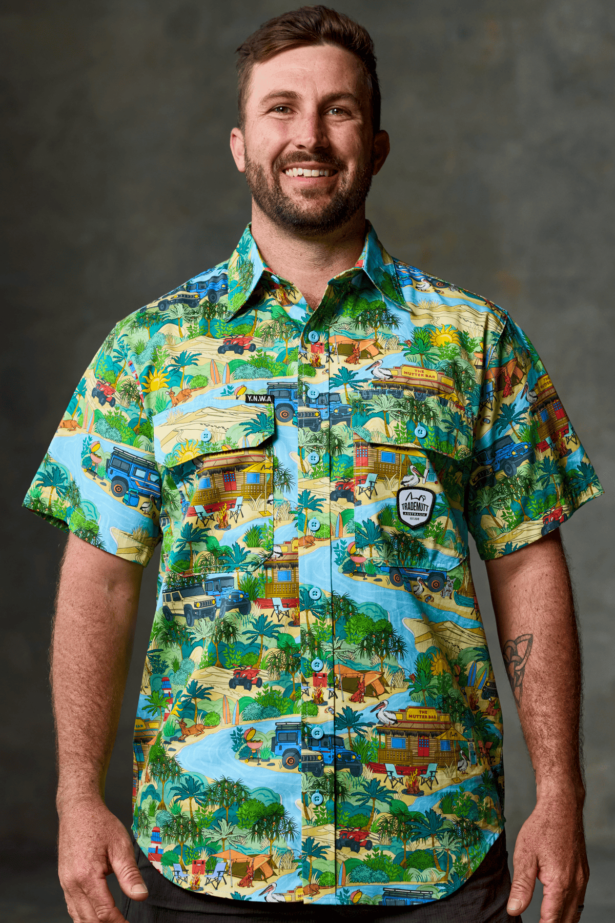 TradeMutt Workshirt Men's That's Livin Barry Short Sleeve Work Shirt Men's That's Livin Barry Short Sleeve Work Shirt