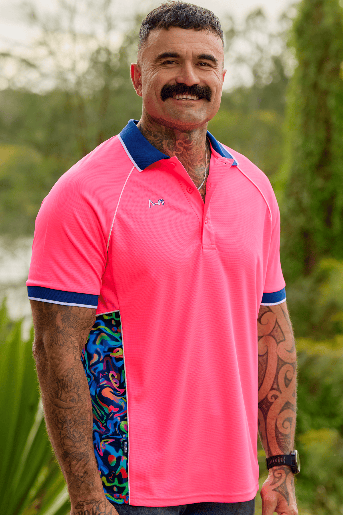 TradeMutt Polo Men's Pink Short Sleeve Polo Unisex RPET Pearler Charcoal Polo | TradeMutt Workshirts