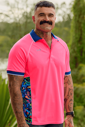 TradeMutt Polo Men's Pink Short Sleeve Polo Unisex RPET Pearler Charcoal Polo | TradeMutt Workshirts