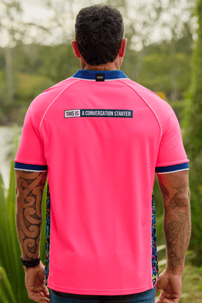 TradeMutt Polo Men's Pink Short Sleeve Polo Unisex RPET Pearler Charcoal Polo | TradeMutt Workshirts