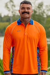 TradeMutt Polo Unisex Orange Pearler Long Sleeve Polo Unisex Hi-Vis Orange Pearler Long Sleeve Polo | TradeMutt