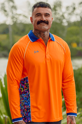 TradeMutt Polo Unisex Orange Pearler Long Sleeve Polo Unisex Hi-Vis Orange Pearler Long Sleeve Polo | TradeMutt