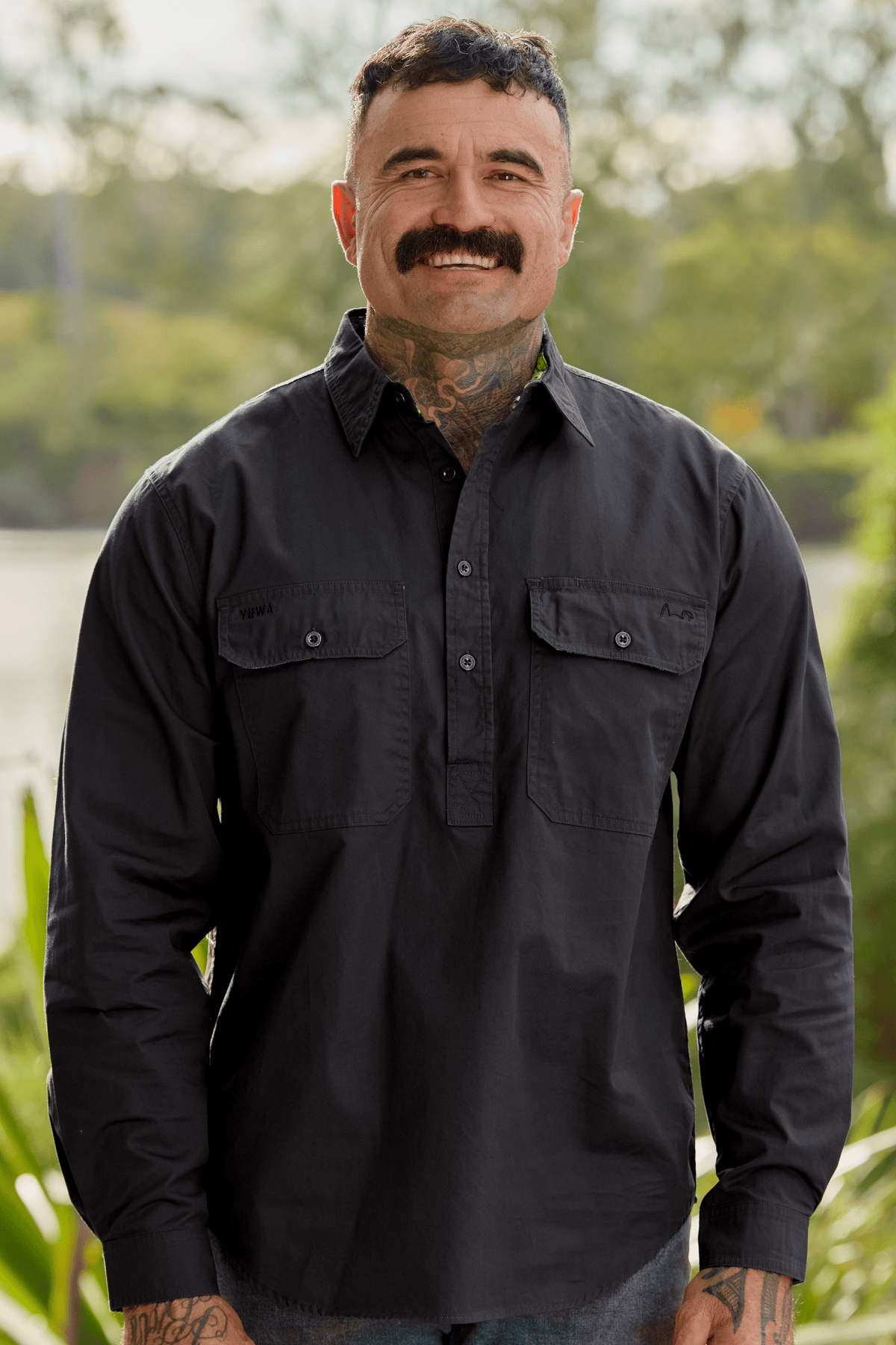 TradeMutt Workshirt Men's Big Greasy Undercover Mutter Half Button Workshirt Men's The Big Greasy Undercover Mutter Workshirt | TradeMutt