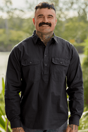 TradeMutt Workshirt Men's Big Greasy Undercover Mutter Half Button Workshirt Men's The Big Greasy Undercover Mutter Workshirt | TradeMutt