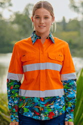 TradeMutt Workshirt Women's Big Greasy Orange Day/Night Hi Vis Work Shirt Women's The Big Greasy Orange Day/Night Hi Vis Shirt | TradeMutt
