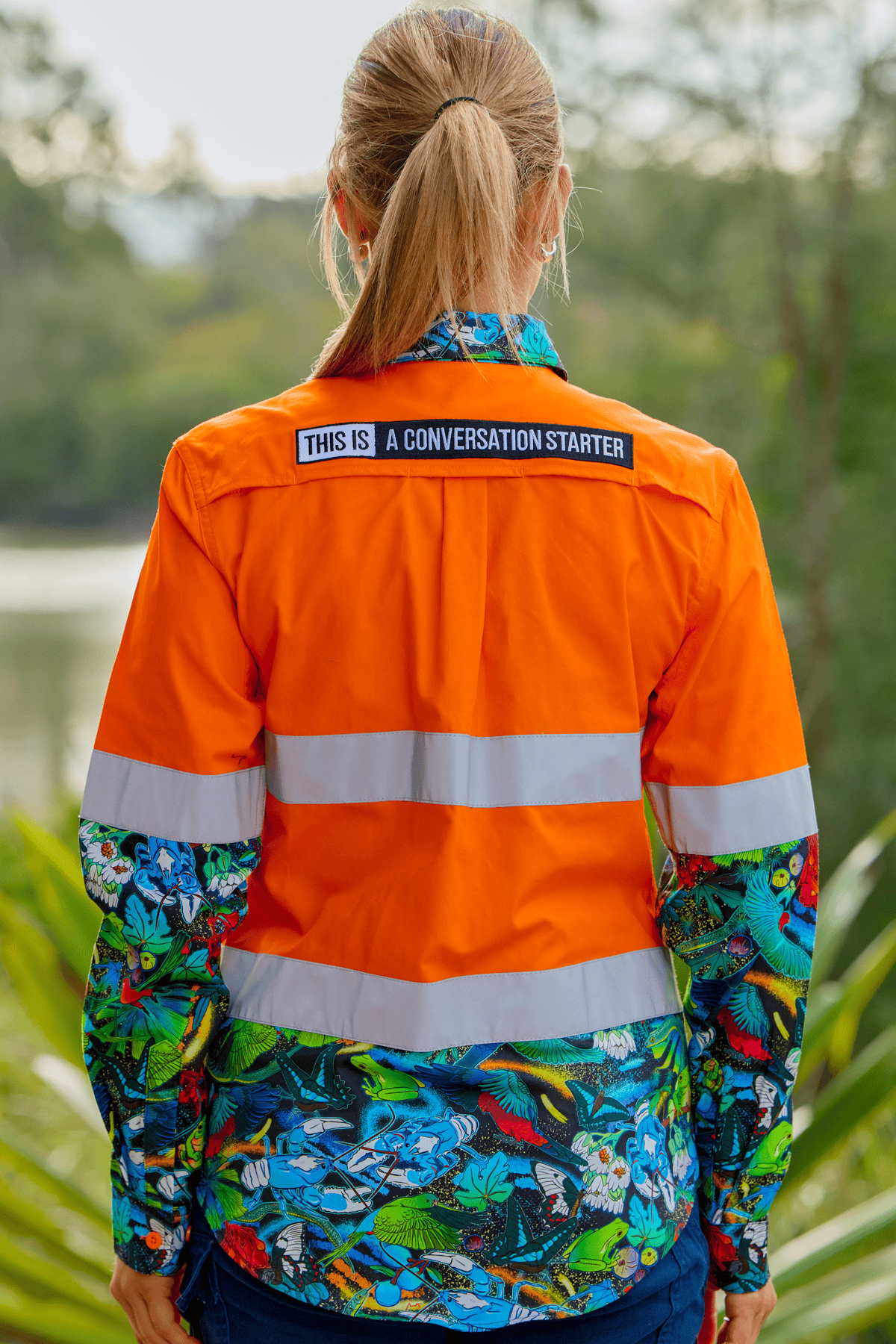 TradeMutt Workshirt Women's Big Greasy Orange Day/Night Hi Vis Work Shirt Women's The Big Greasy Orange Day/Night Hi Vis Shirt | TradeMutt