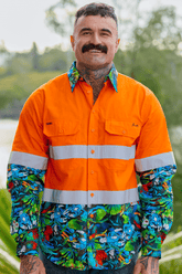 TradeMutt Workshirt Men's Big Greasy Orange Day/Night Hi Vis Work Shirt Men's The Big Greasy Orange Day/Night Hi Vis Shirt | TradeMutt