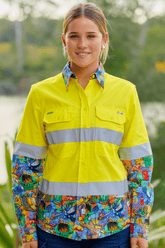 TradeMutt Workshirt Women's Backyard Blitz Yellow Day/Night Hi Vis Work Shirt Women's Backyard Blitz Hi Vis Work Shirt | TradeMutt Workwear