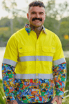 TradeMutt Workshirt Men's Backyard Blitz Yellow Day/Night Hi Vis Work Shirt Men's Backyard Blitz Hi Vis Work Shirt | TradeMutt Workwear