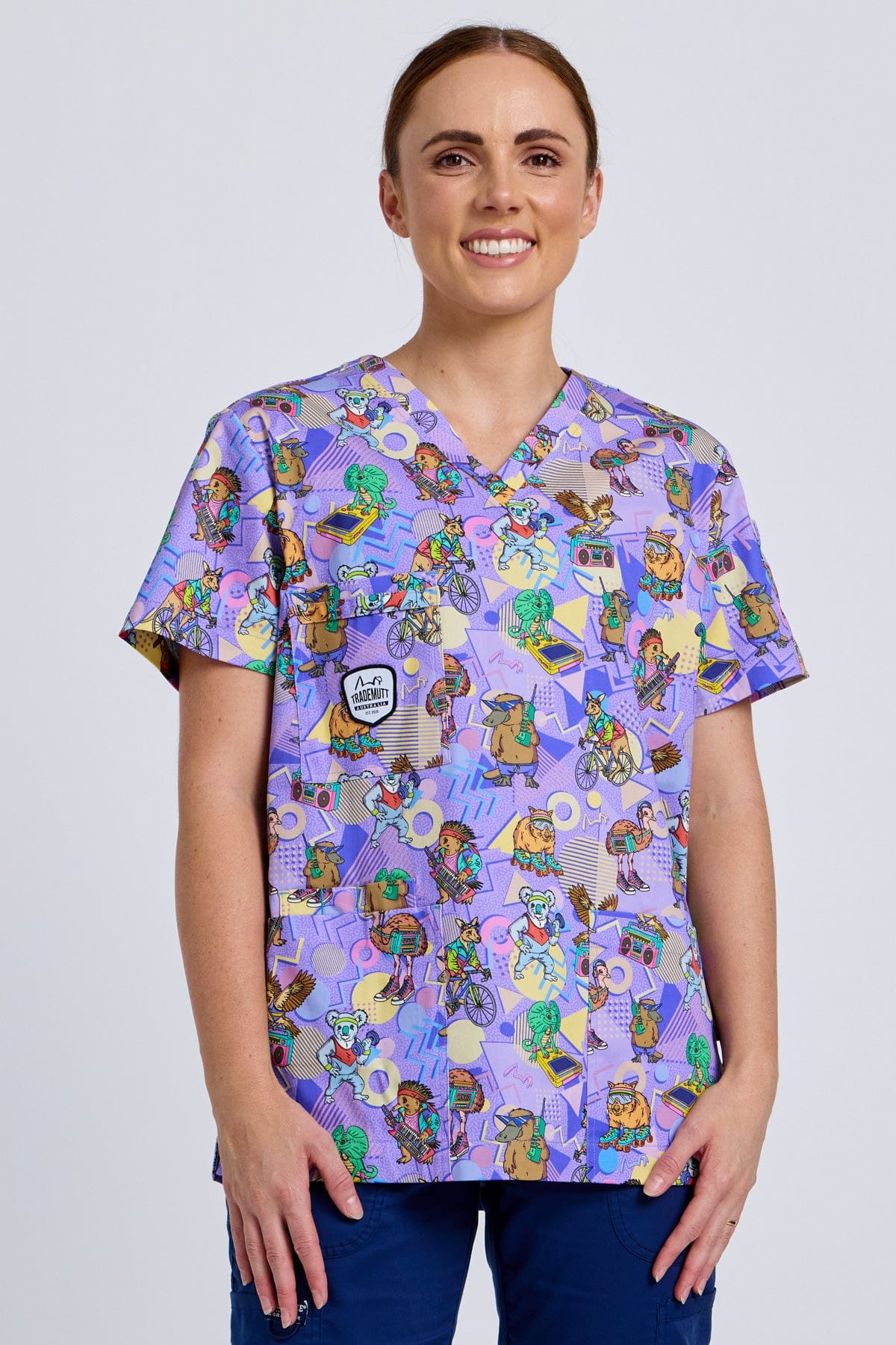 TradeMutt Workshirt Aerobics OzStyle Remixed Unisex Scrub Top Aerobics OzStyle Remixed Unisex Scrub Top
