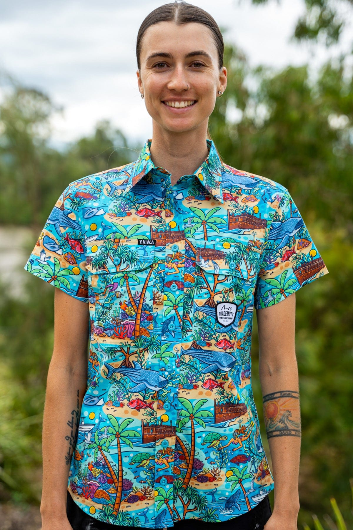 TradeMutt Workshirt Women's Vitamin Sea Short Sleeve Work Shirt Women's Vitamin Sea Short Sleeve Work Shirt