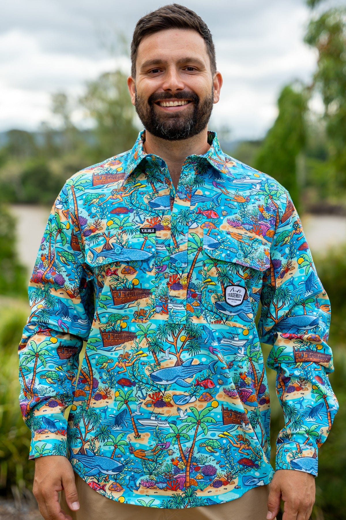 TradeMutt Workshirt Men's Vitamin Sea Half Button Work Shirt Men's Vitamin Sea Half Button Work Shirt