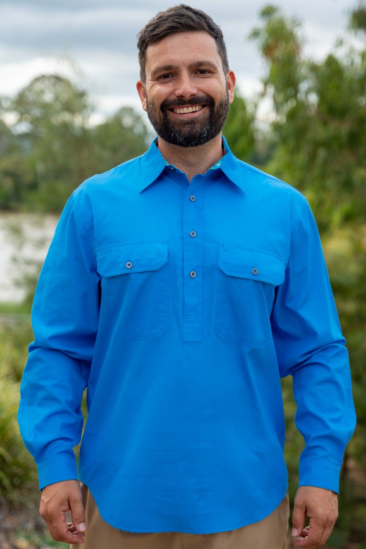 TradeMutt Workshirt Men's Vitamin Sea Undercover Mutter Half Button Workshirt Men's Vitamin Sea Undercover Mutter Half Button Workshirt