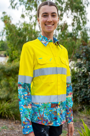 TradeMutt Workshirt Women's Vitamin Sea Yellow Day/Night Hi Vis Work Shirt Women's Vitamin Sea Yellow Day/Night Hi Vis Work Shirt