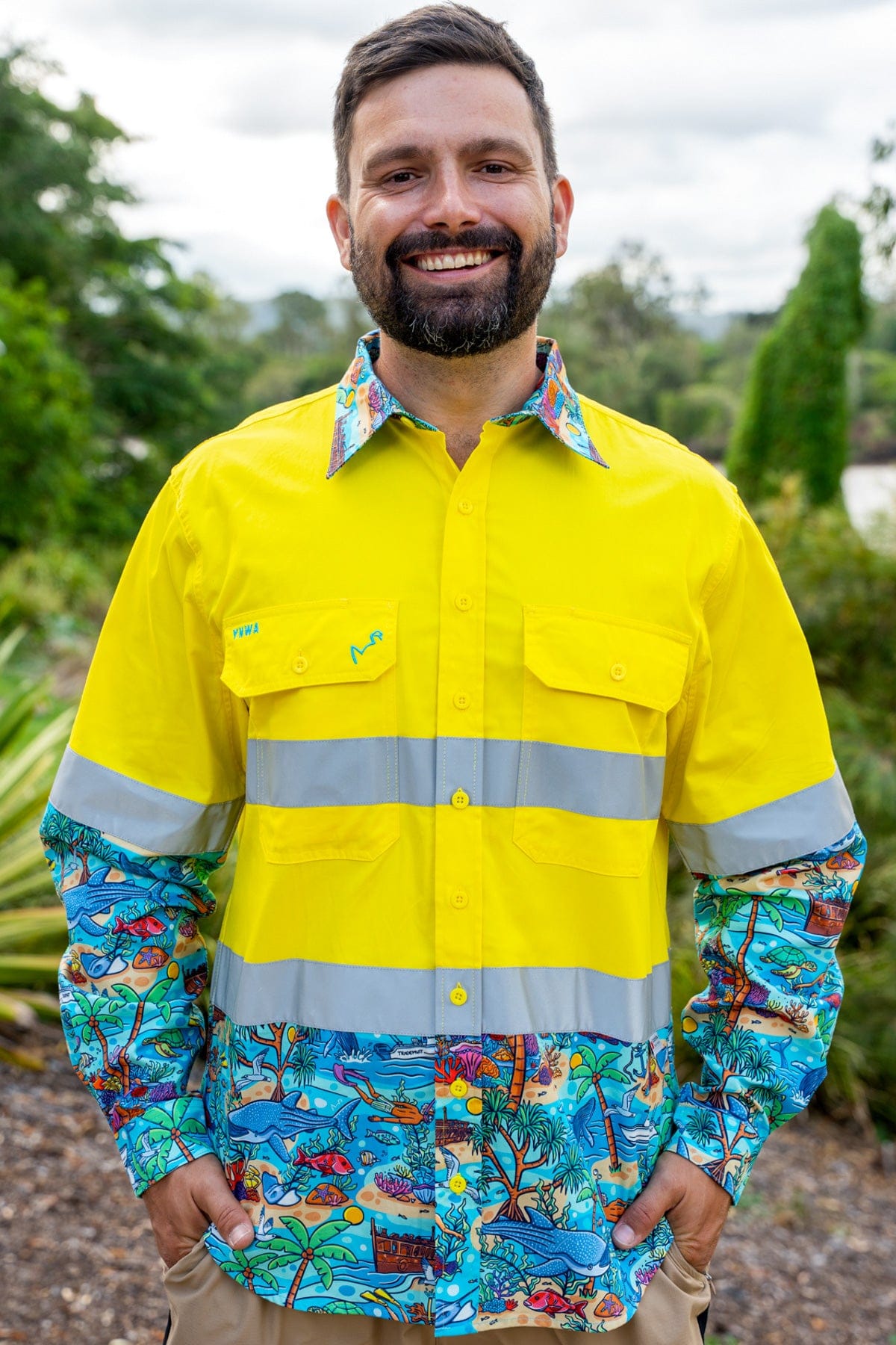 TradeMutt Workshirt Men's Vitamin Sea Yellow Day/Night Hi Vis Work Shirt Men's Vitamin Sea Yellow Day/Night Hi Vis Work Shirt