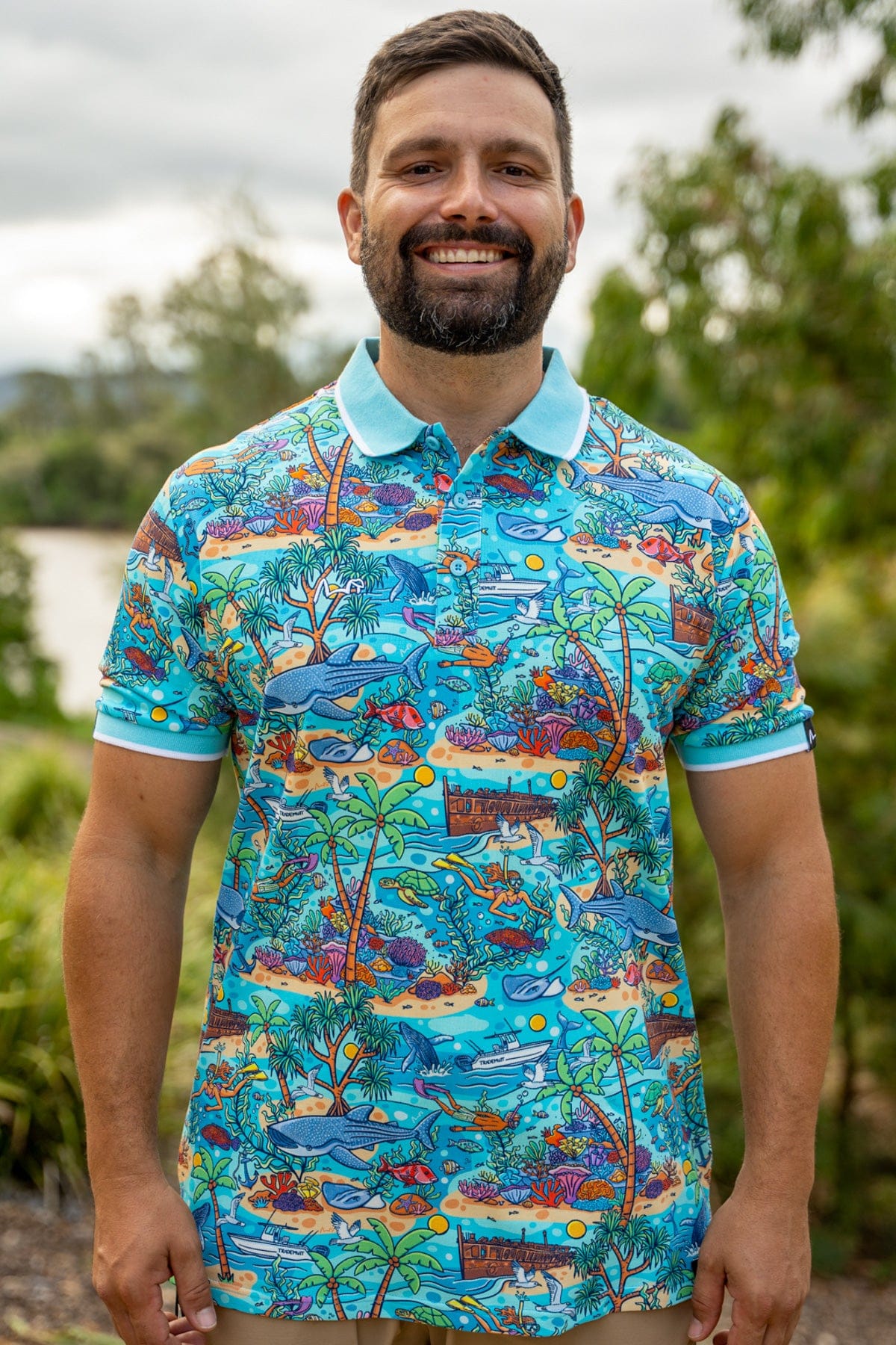 TradeMutt Workshirt Unisex Vitamin Sea Cotton Short Sleeve Polo Unisex Vitamin Sea Cotton Short Sleeve Polo