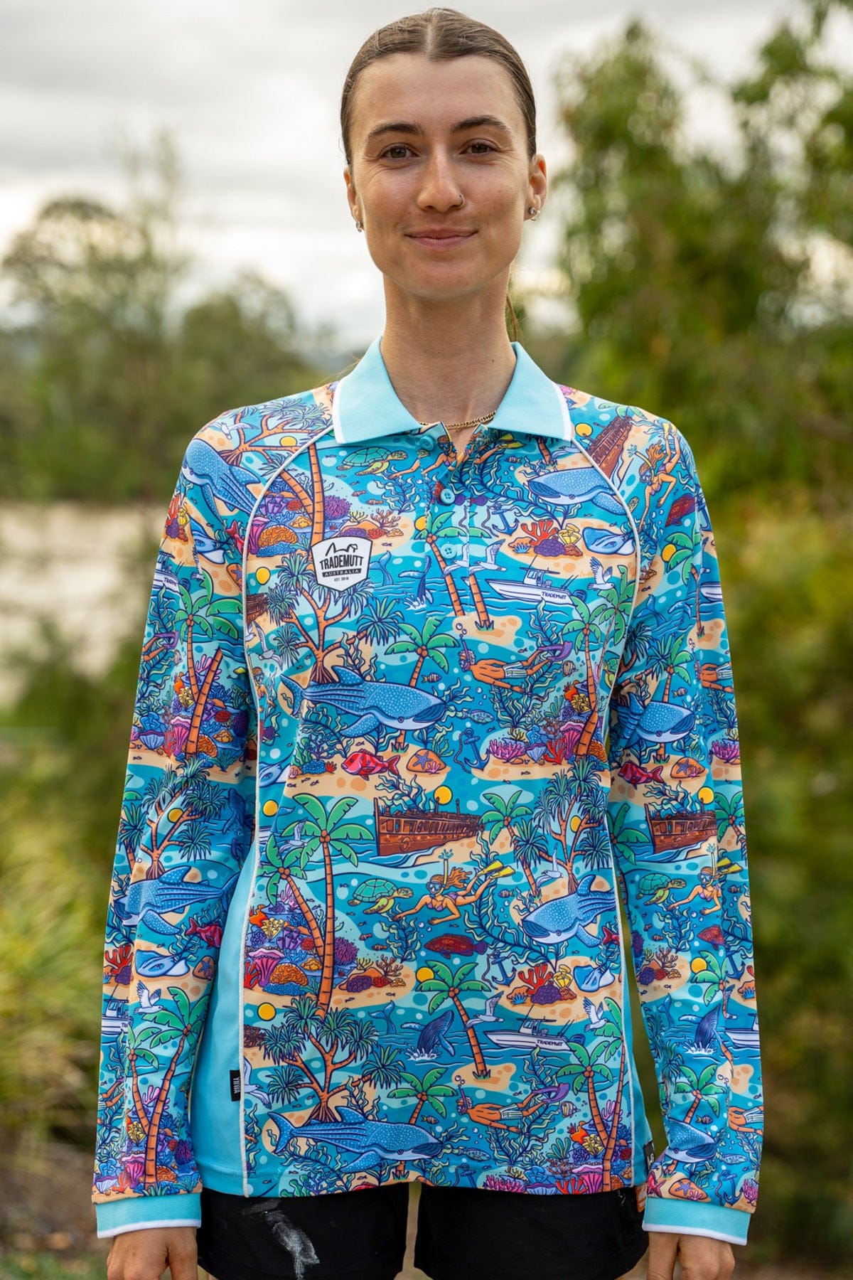 TradeMutt Workshirt Unisex Vitamin Sea Long Sleeve Polo Unisex Vitamin Sea Long Sleeve Polo