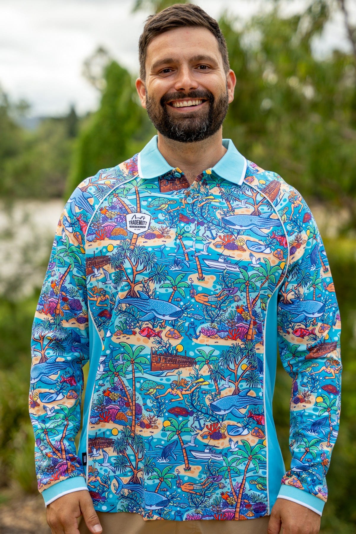 TradeMutt Workshirt Unisex Vitamin Sea Long Sleeve Polo Unisex Vitamin Sea Long Sleeve Polo