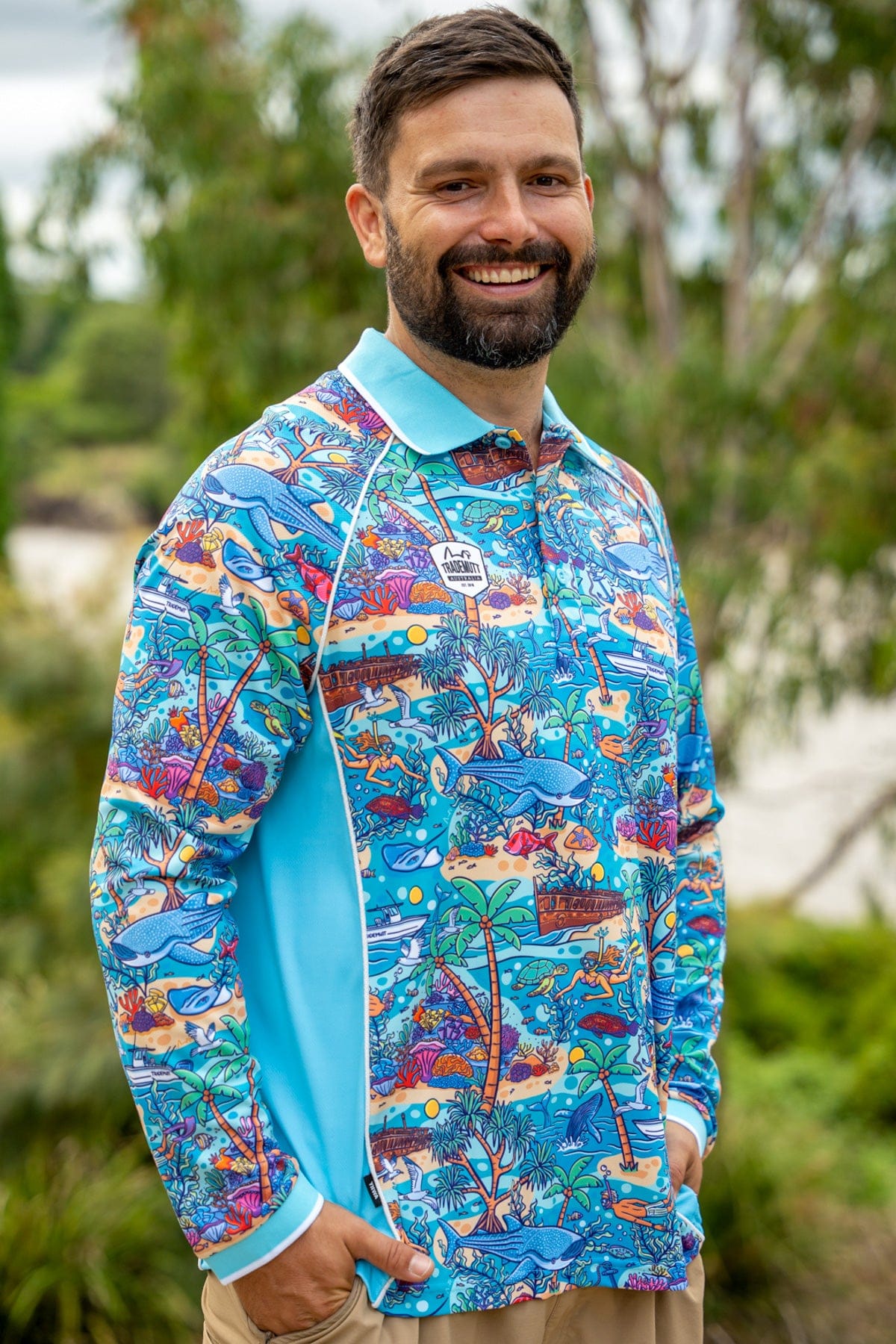 TradeMutt Workshirt Unisex Vitamin Sea Long Sleeve Polo Unisex Vitamin Sea Long Sleeve Polo