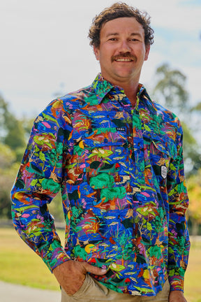 TradeMutt Workshirt Men's Water You Looking At Half Button Work Shirt Men's Water You Looking At Half Button Work Shirt | TradeMutt Workwear