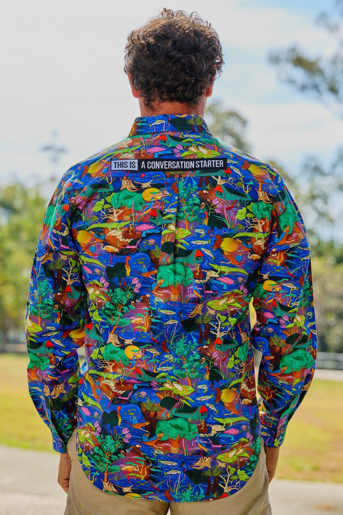 Men's Water You Looking At Half Button Work Shirt